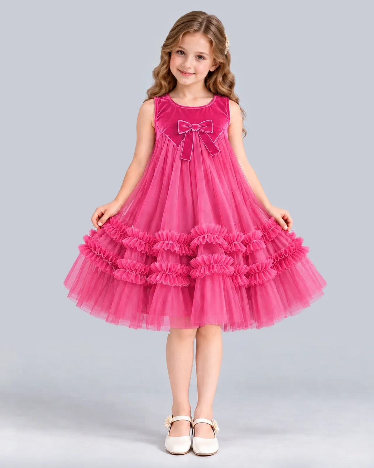 Hot Pink Ball Gown Girls Formal Dress Front