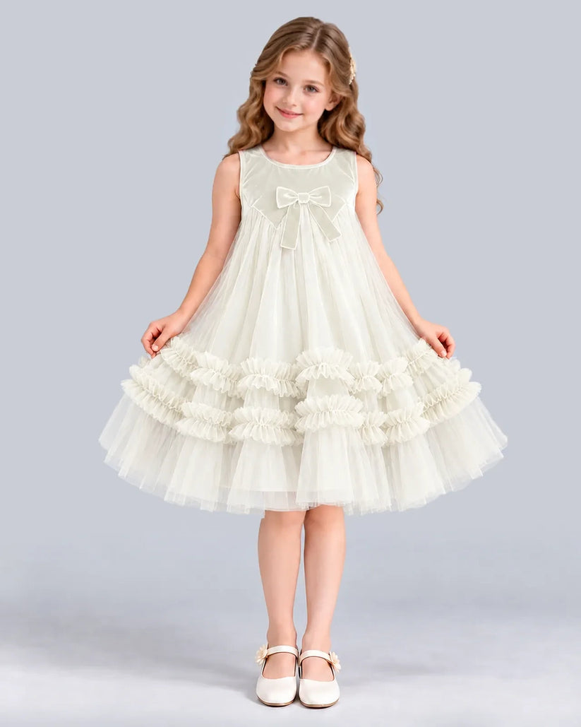 Ivory Ball Gown Girls Formal Dress Front