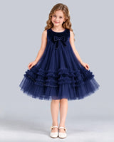 Navy Blue Ball Gown Girls Formal Dress Front