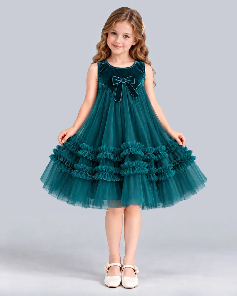 Peacock Ball Gown Girls Formal Dress Front