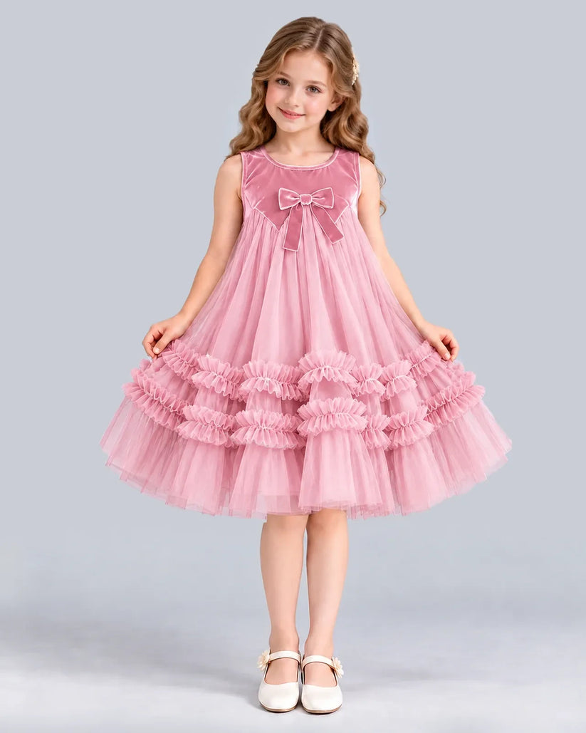 Pink Ball Gown Girls Formal Dress Front