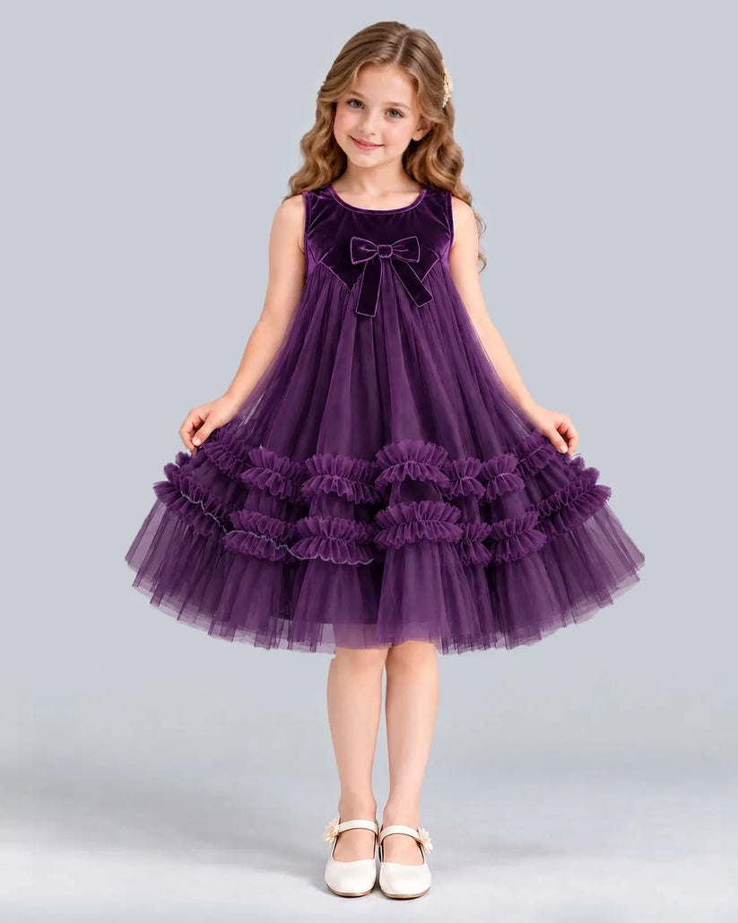 Purple Ball Gown Girls Formal Dress Front