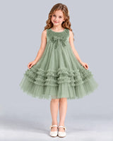 Sage Green Ball Gown Girls Formal Dress Front