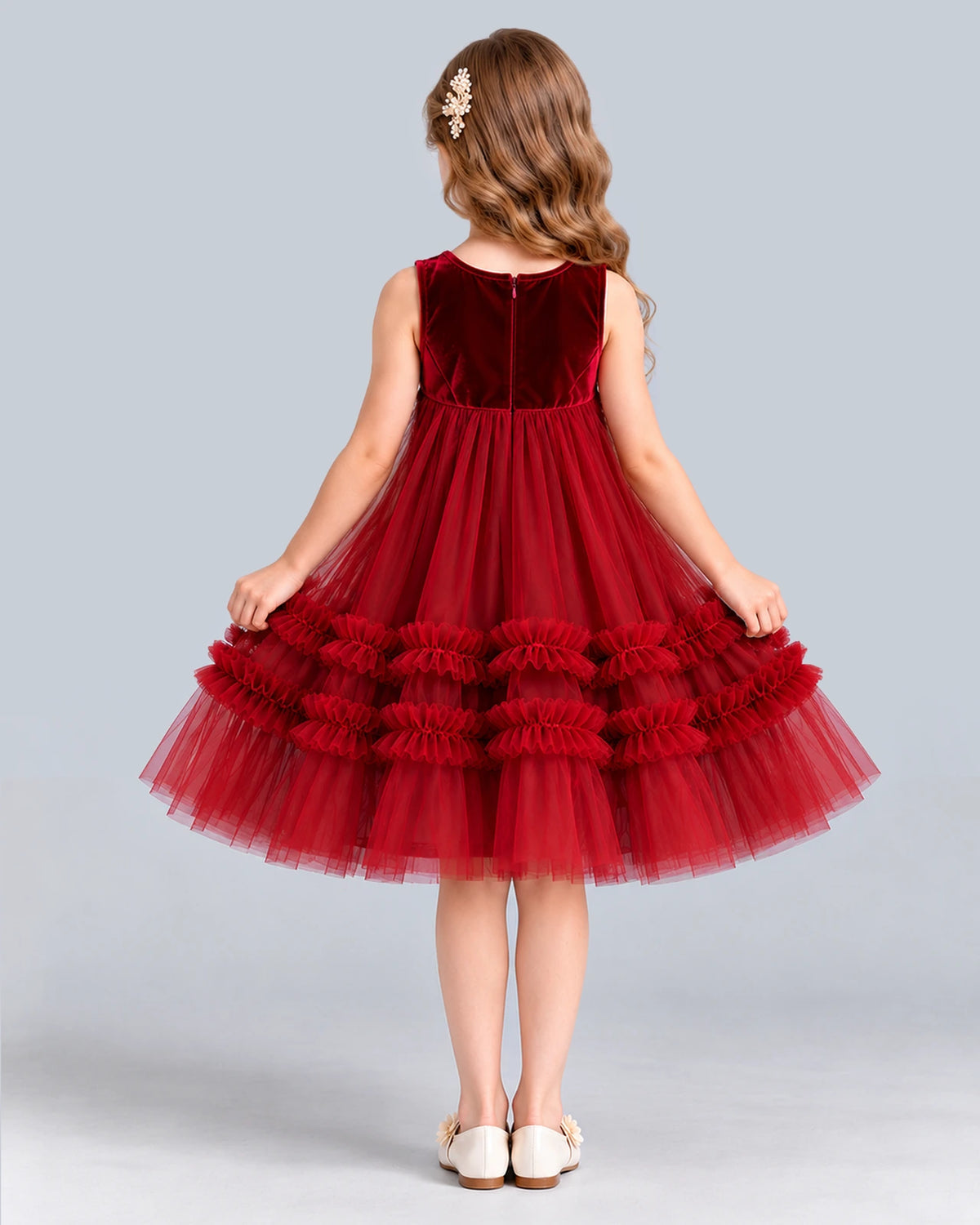 Burgundy Ball Gown Girls Formal Dress Back [Shared]