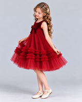Burgundy Ball Gown Girls Formal Dress Side [Shared]