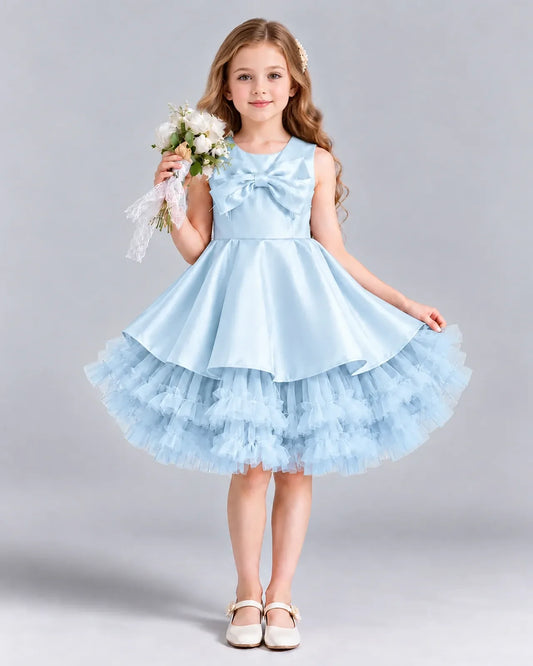Baby Blue Ball Gown Girls Formal Dress Front