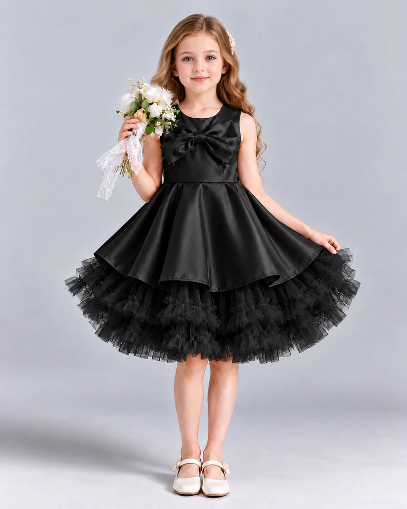 Black Ball Gown Girls Formal Dress Front