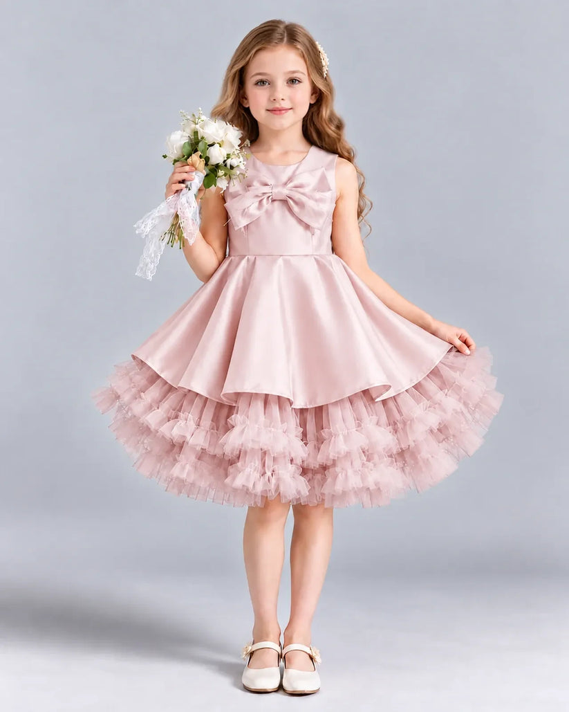 Blush Pink Ball Gown Girls Formal Dress Front