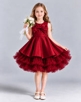 Burgundy Ball Gown Girls Formal Dress Front