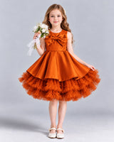 Burnt Orange Ball Gown Girls Formal Dress Front