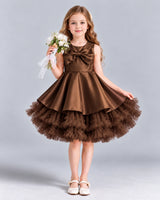 Chocolate Ball Gown Girls Formal Dress Front