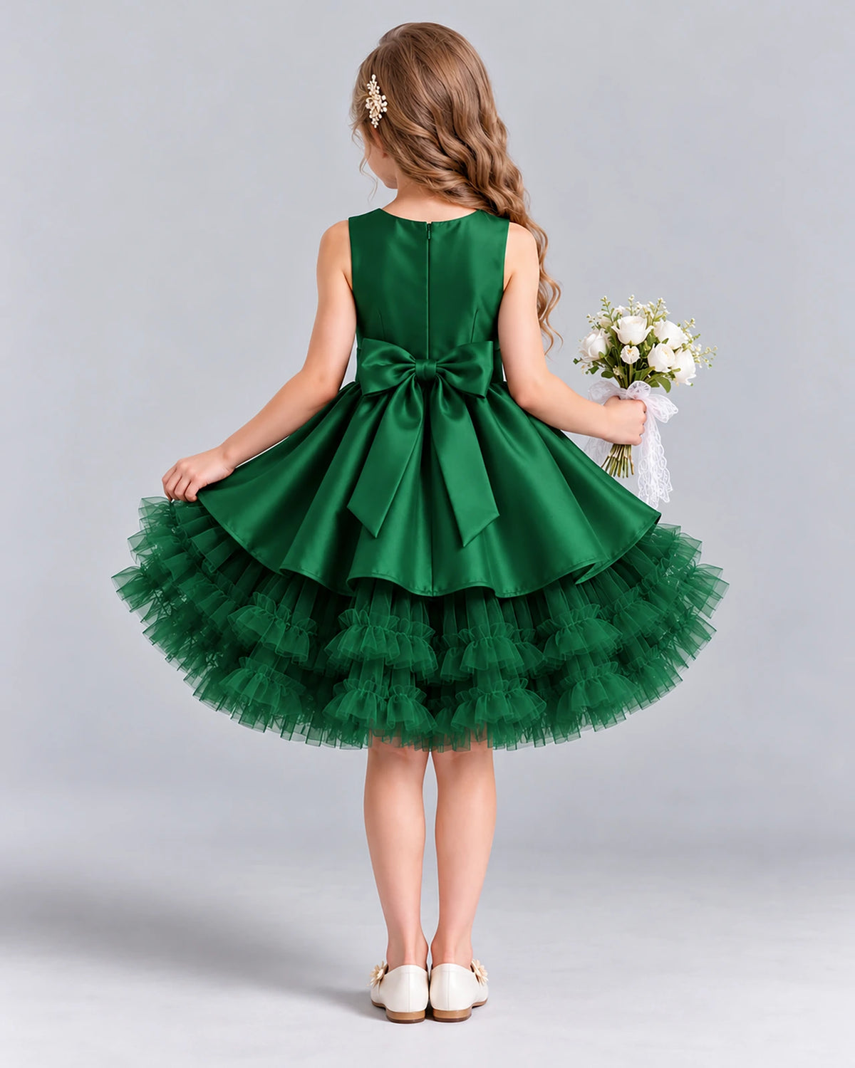 Dark Green Ball Gown Girls Formal Dress Back [Shared]