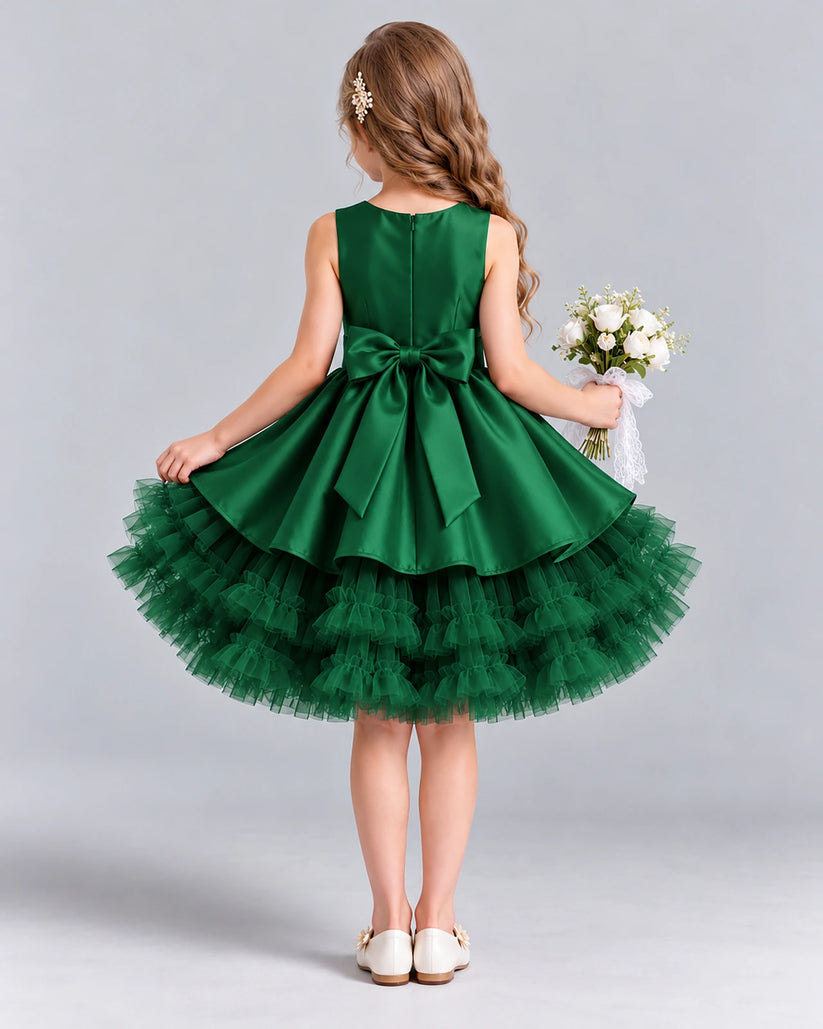Dark Green Ball Gown Girls Formal Dress Back [Shared]