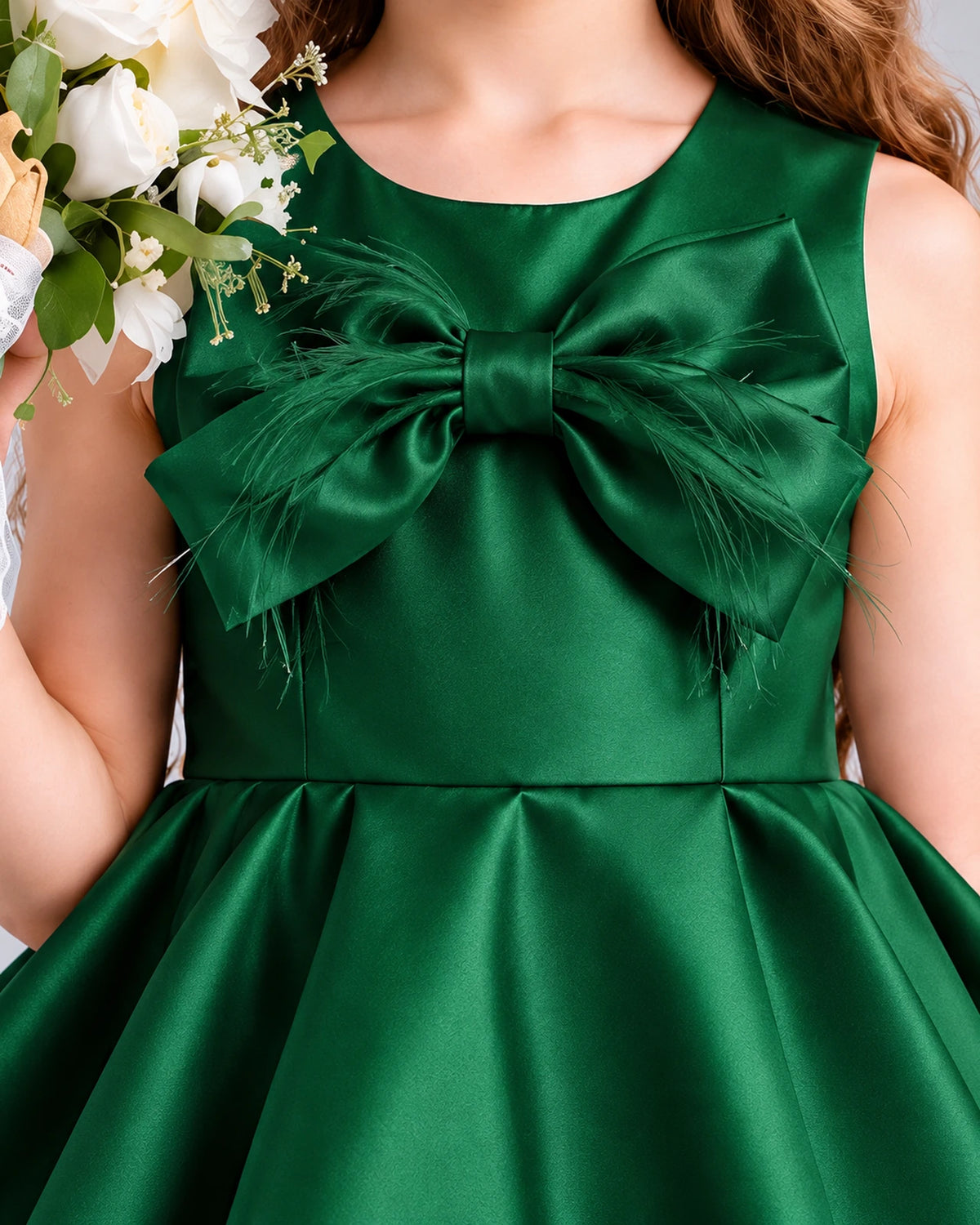 Dark Green Ball Gown Girls Formal Dress Detail [Shared]