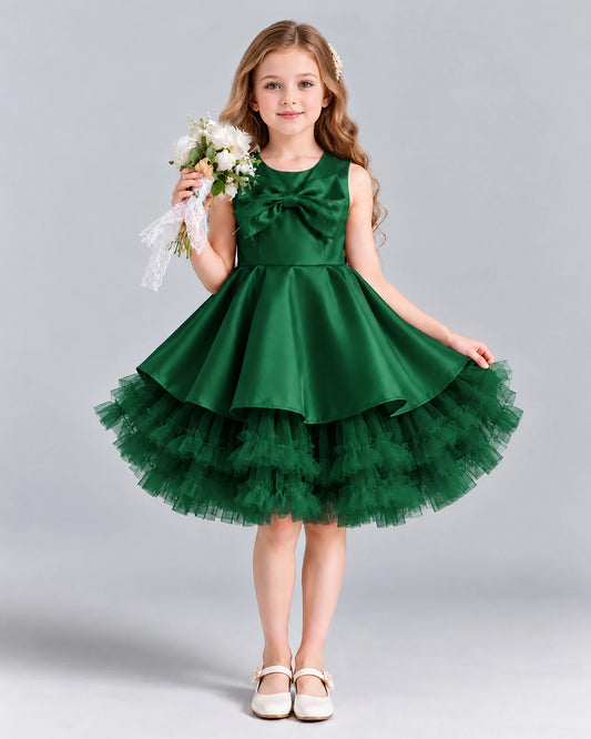 Dark Green Ball Gown Girls Formal Dress Front