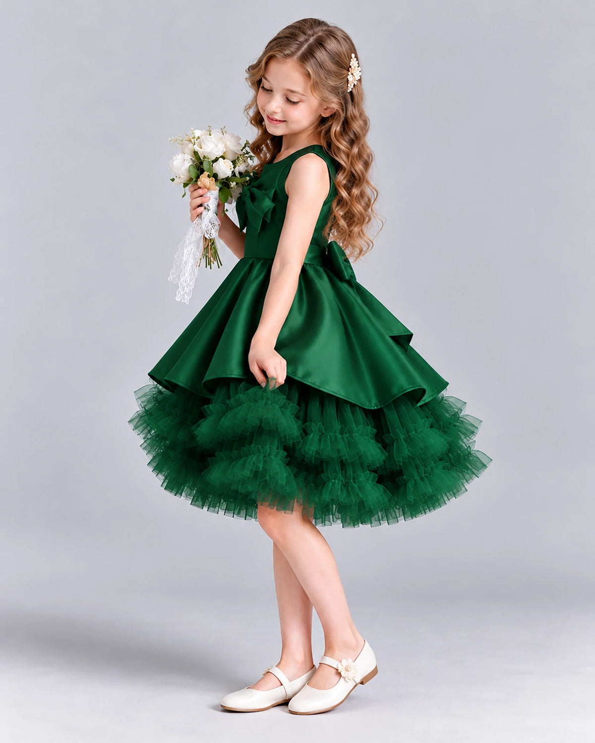 Dark Green Ball Gown Girls Formal Dress Side [Shared]