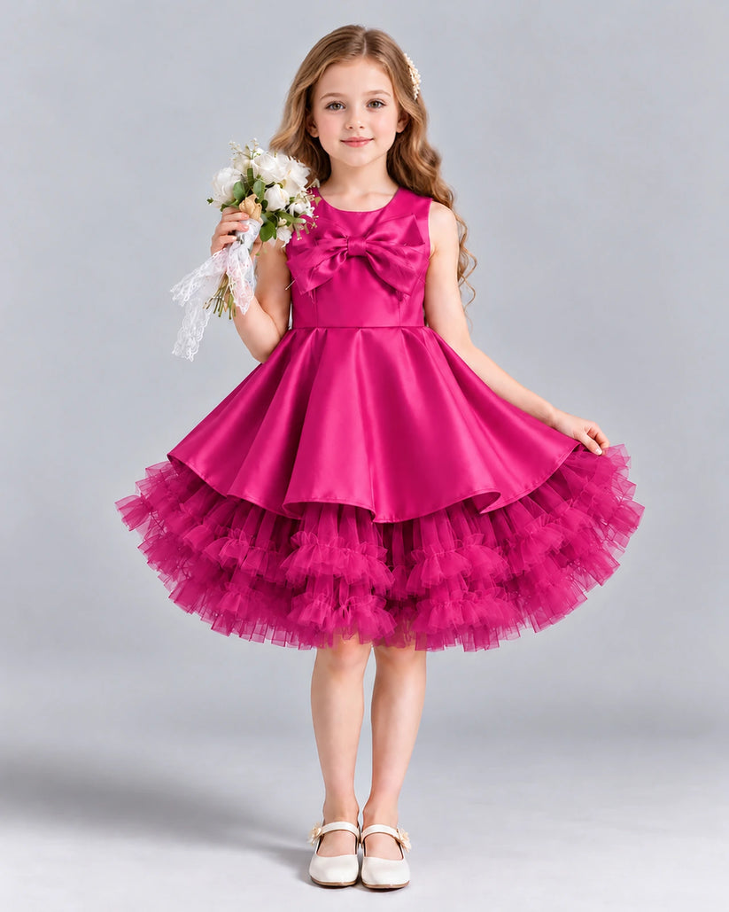 Hot Pink Ball Gown Girls Formal Dress Front