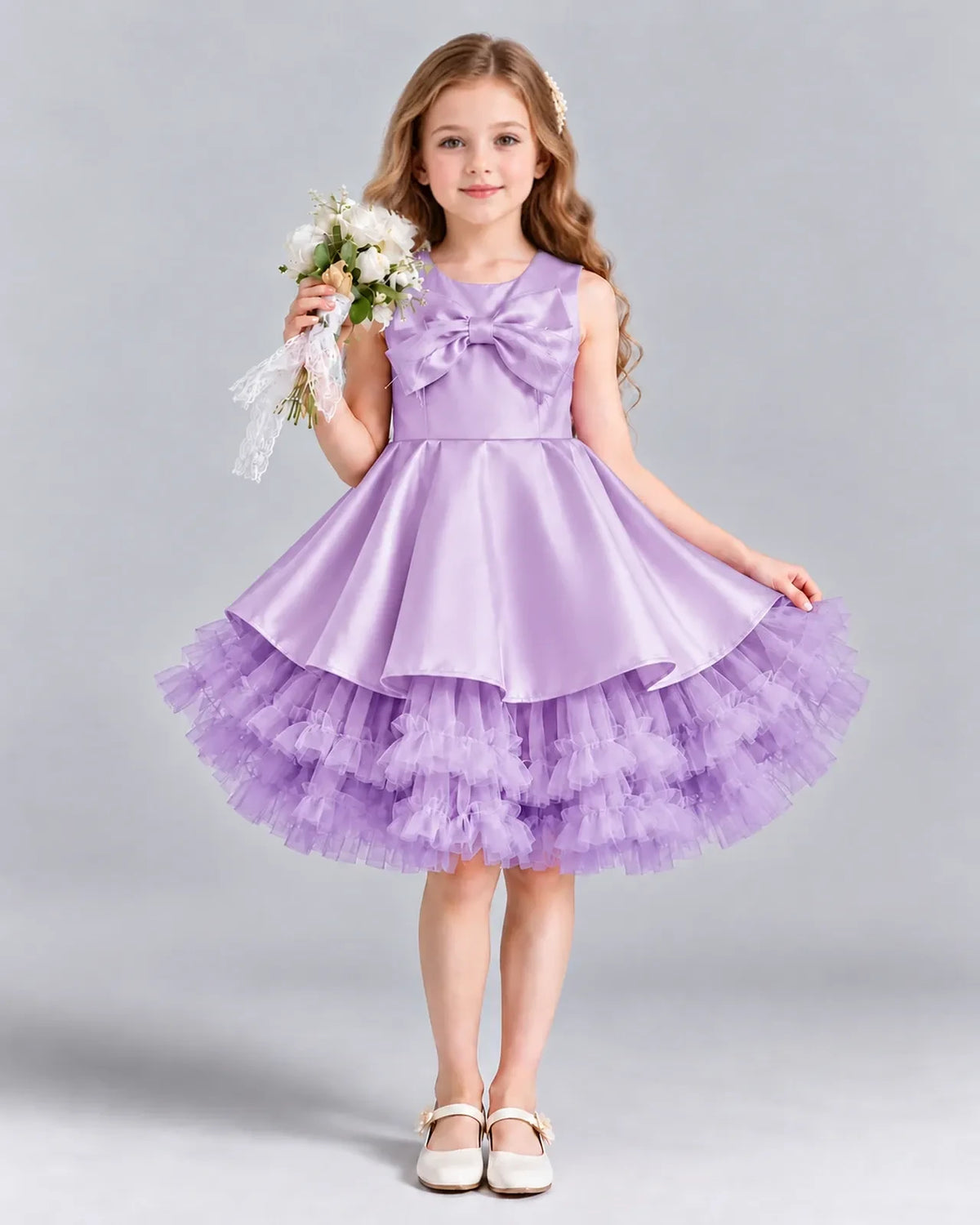 Lilac Ball Gown Girls Formal Dress Front