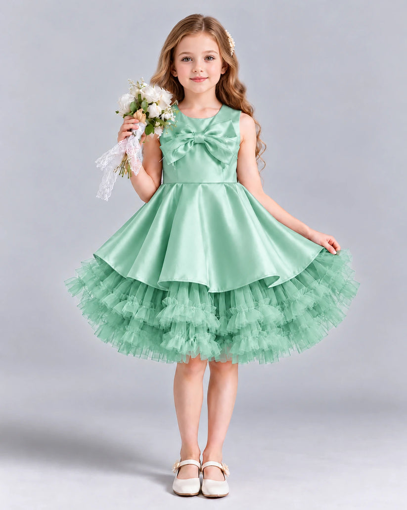 Mint Green Ball Gown Girls Formal Dress Front