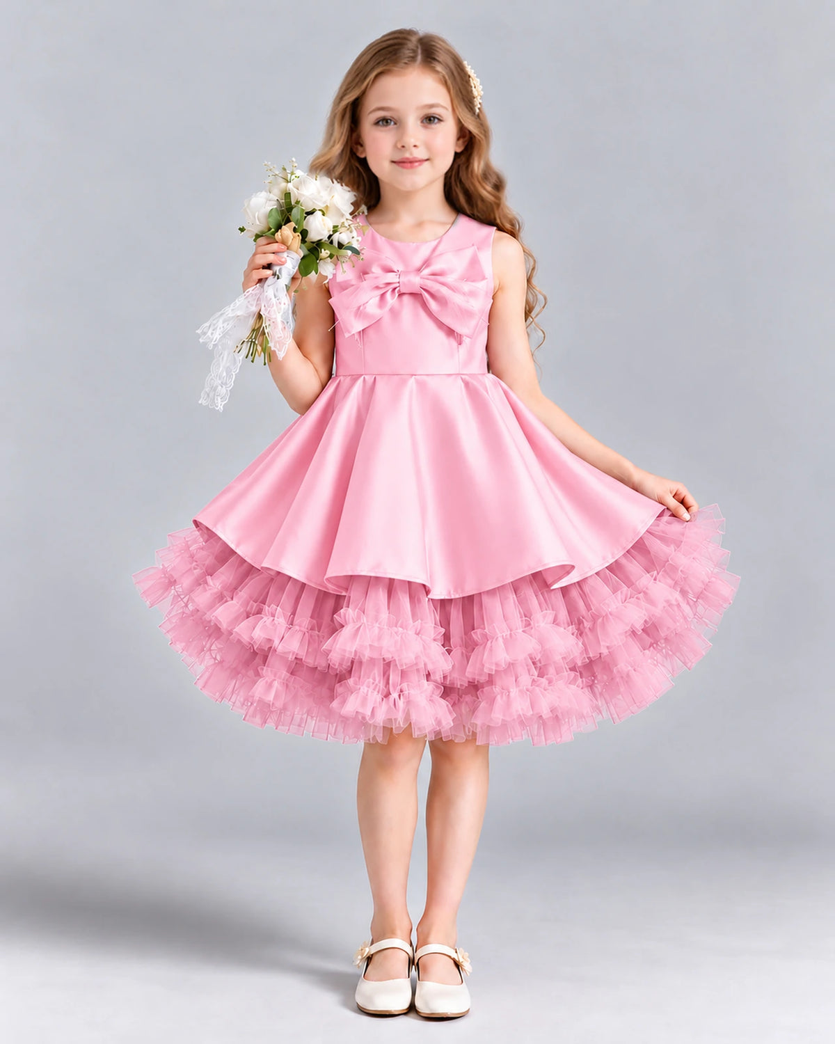 Pink Ball Gown Girls Formal Dress Front