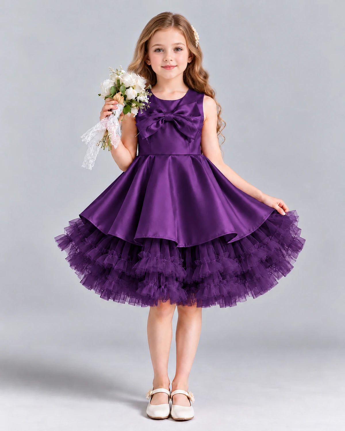 Purple Ball Gown Girls Formal Dress Front