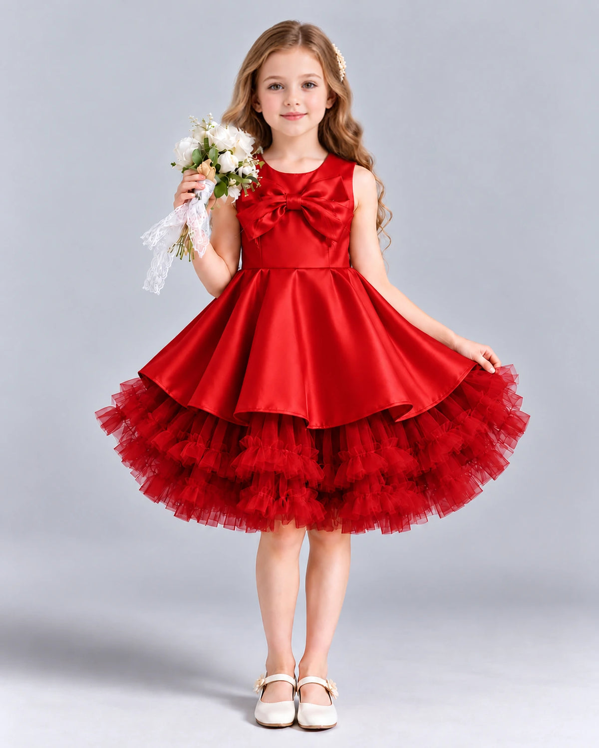 Red Ball Gown Girls Formal Dress Front