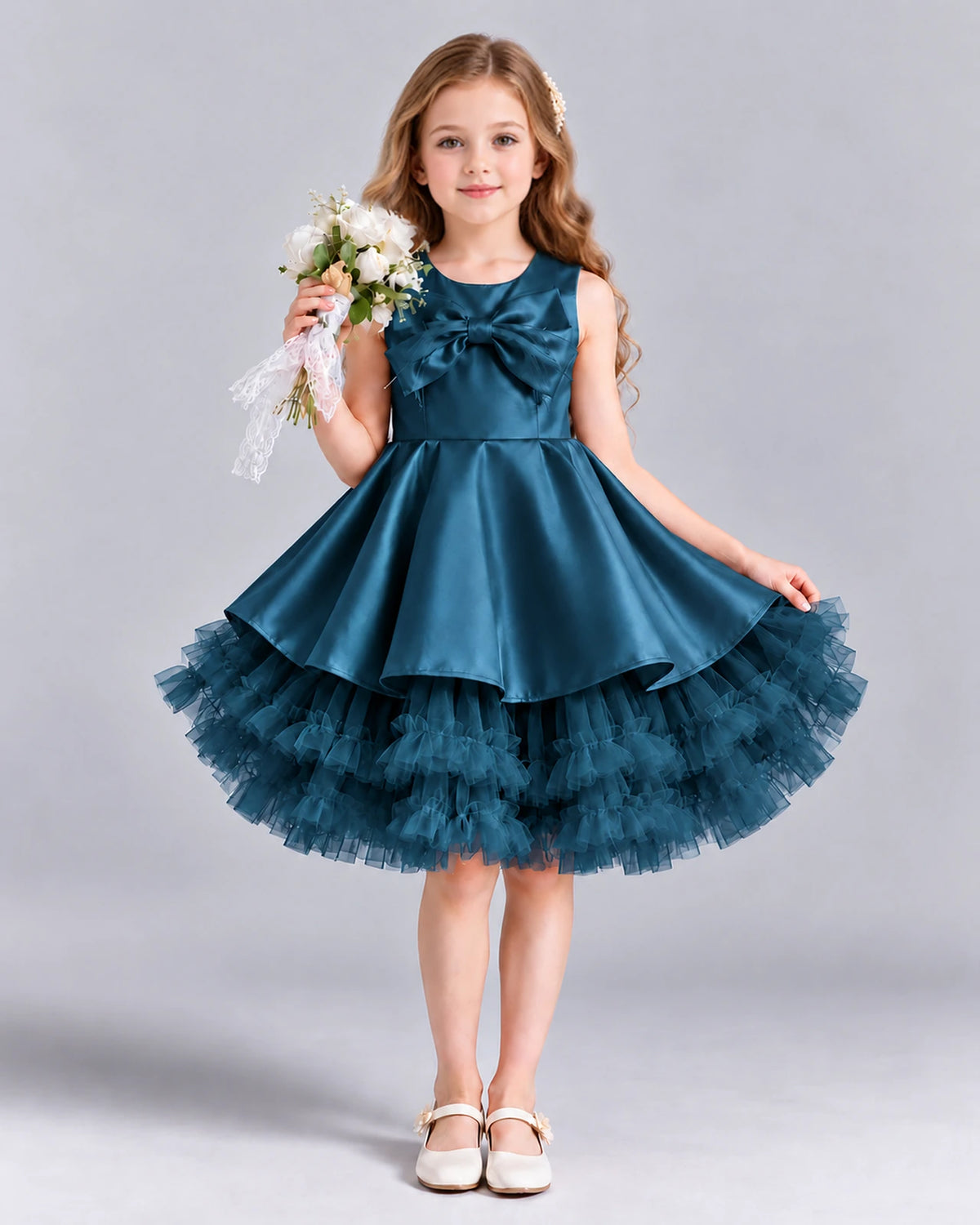 Teal Ball Gown Girls Formal Dress Front