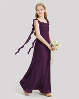 Grape Chiffon A-Line Junior Bridesmaid Dresses Side View