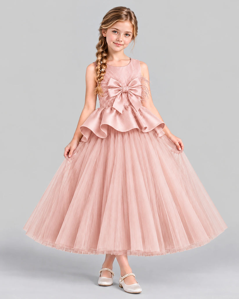 Blush Pink Ball Gown Girls Formal Dress Front
