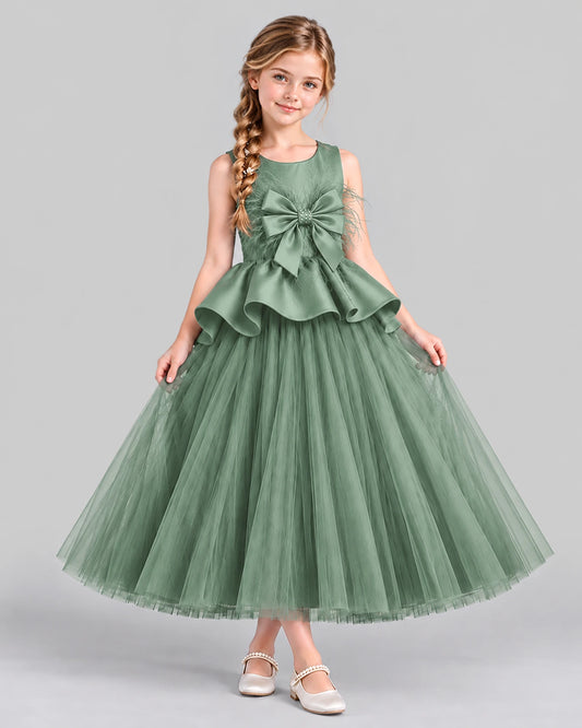 Eucalyptus Ball Gown Girls Formal Dress Front
