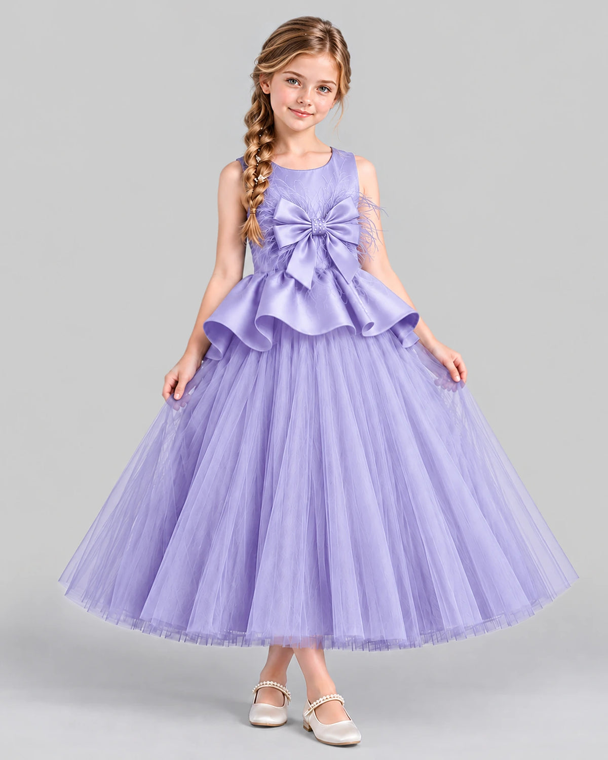 Lavender Ball Gown Girls Formal Dress Front