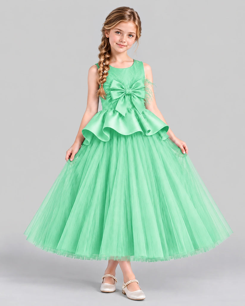 Mint Green Ball Gown Girls Formal Dress Front
