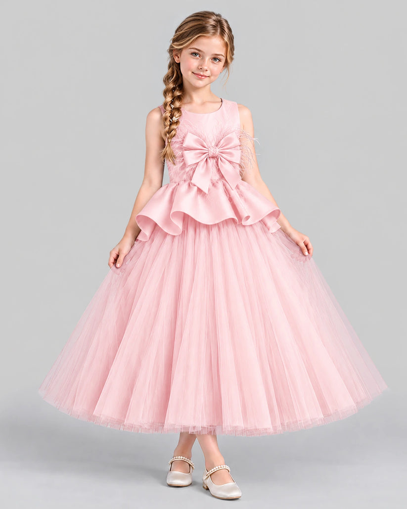 Pink Ball Gown Girls Formal Dress Front