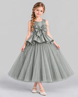 Silver Ball Gown Girls Formal Dress Front