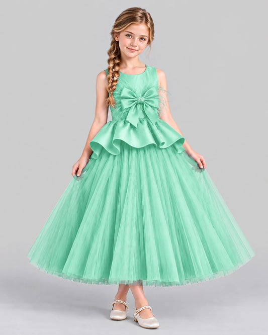 Turquoise Ball Gown Girls Formal Dress Front