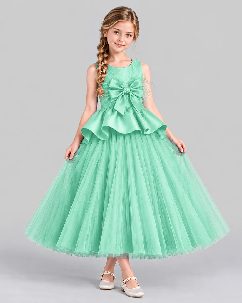 Turquoise Ball Gown Girls Formal Dress Front