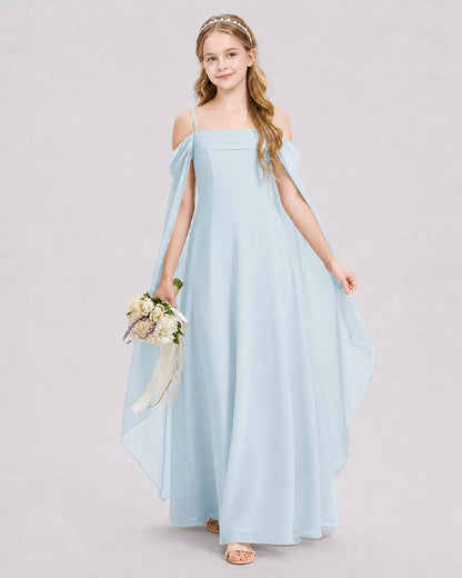 Baby Blue Chiffon A-line Junior Bridesmaid Dress Front View