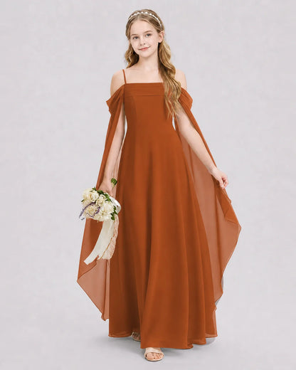 Burnt Orange Chiffon A-line Junior Bridesmaid Dress Front View