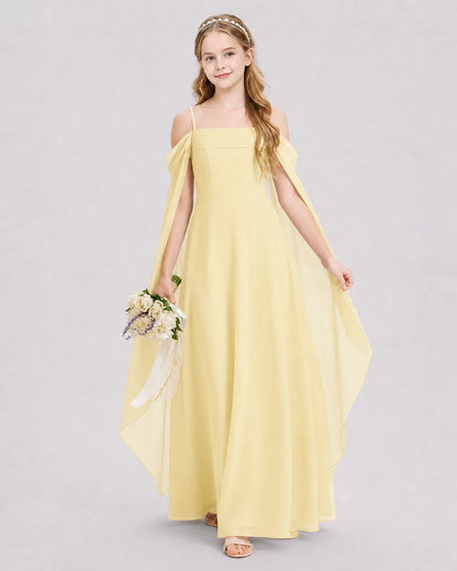 Daffodil Chiffon A-line Junior Bridesmaid Dress Front View