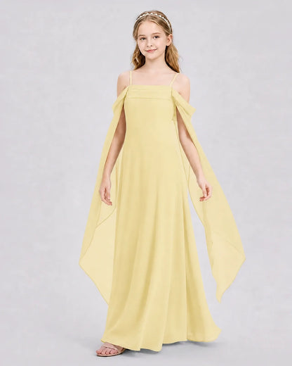 Daffodil Chiffon A-line Junior Bridesmaid Dress Side View