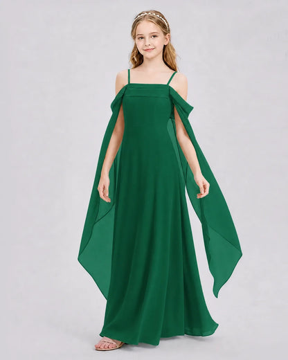 Dark Green Chiffon A-line Junior Bridesmaid Dress Side View