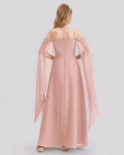 Dusty Rose Chiffon A-line Junior Bridesmaid Dress Back View