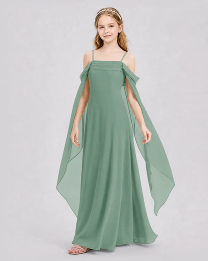 Eucalyptus Chiffon A-line Junior Bridesmaid Dress Side View