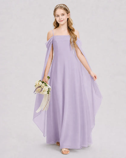 Lavender Chiffon A-line Junior Bridesmaid Dress Front View