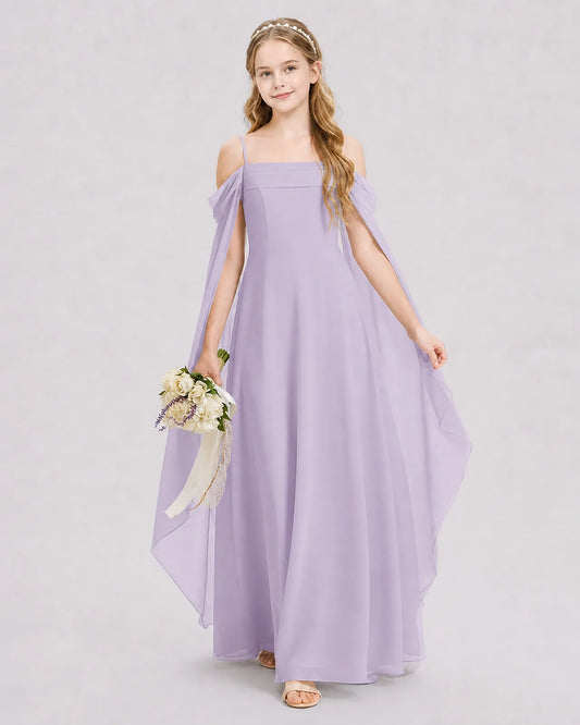 Lavender Chiffon A-line Junior Bridesmaid Dress Front View