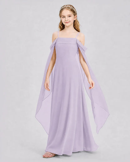 Lavender Chiffon A-line Junior Bridesmaid Dress Front View