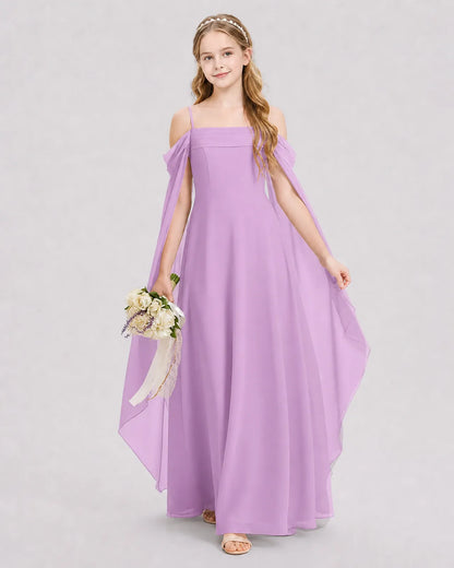 Lilac Chiffon A-line Junior Bridesmaid Dress Front View