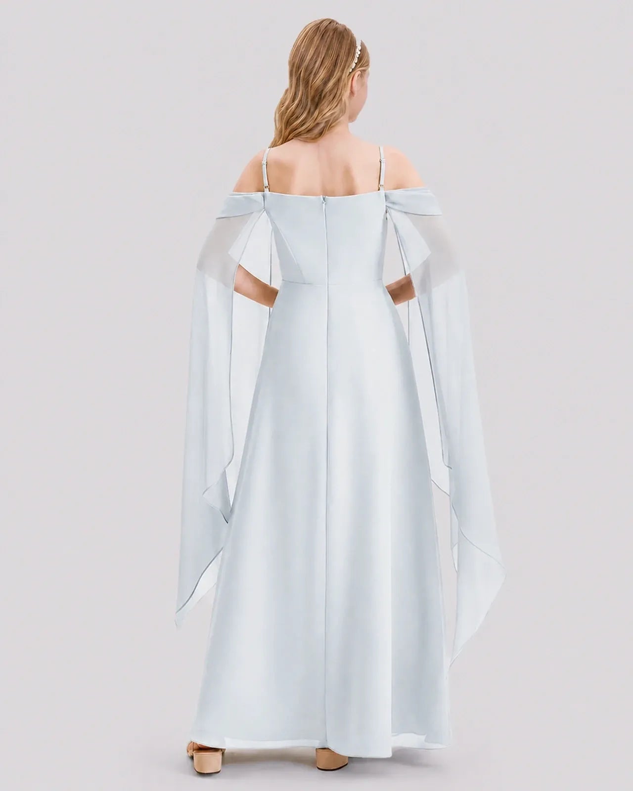 Mist Chiffon A-line Junior Bridesmaid Dress Back View