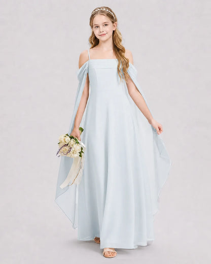 Mist Chiffon A-line Junior Bridesmaid Dress Front View
