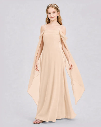 Peach Chiffon A-line Junior Bridesmaid Dress Side View